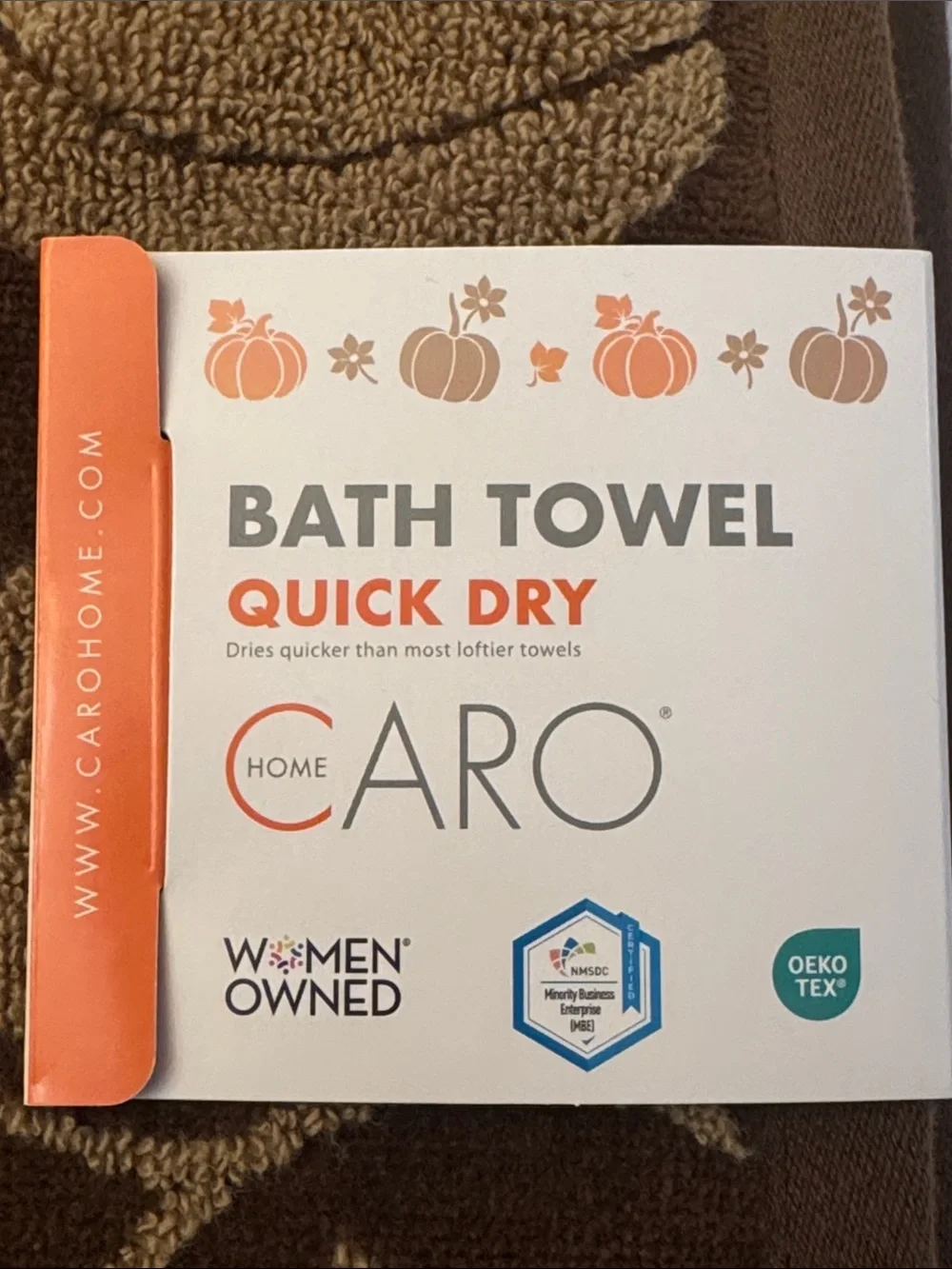 4pc CARO HOME Brown Pumpkin Pattern Bath Towel Set - Fall